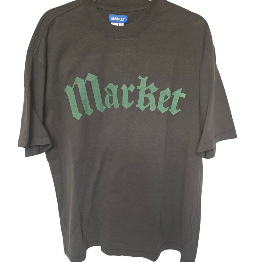 MARKET x Smiley Gothic T Shirt Mens XL Washed Black Green Logo NWT NEW